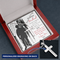 Cross Necklace For Army Husband | Military Deployment Gift | Personalized Gifts For Him | Message Card Jewelry | Valentines Romantic & Meaningful Gift