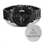 4 Year Anniversary Engraved Watch | Black Chronograph Watch | For Husband | For Boyfriend