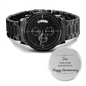 1 Year Anniversary Engraved Watch | Black Chronograph Watch | For Husband | For Boyfriend