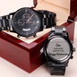 1 Year Anniversary Engraved Watch | Black Chronograph Watch | For Husband | For Boyfriend