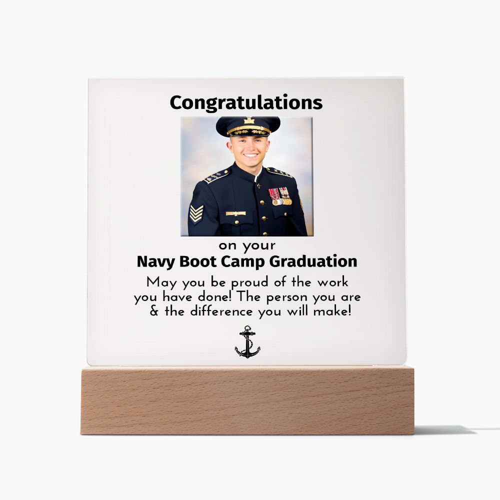 Personalized Naval Boot Camp Graduation LED Plaque | Present for New Navy Seal | Seal Boot Camp Present | For Husband | For Son | From Parents