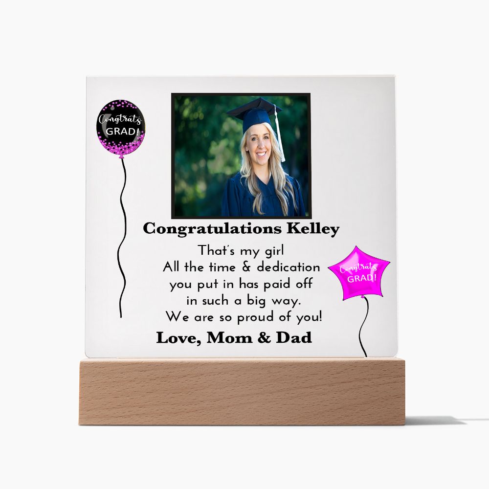 Personalized Graduation Day Present | Acrylic Square Plaque | For Her | For Women Grad | For Daughter | College Or High School