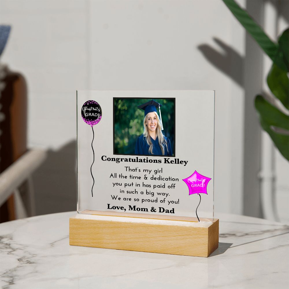 Personalized Graduation Day Present | Acrylic Square Plaque | For Her | For Women Grad | For Daughter | College Or High School