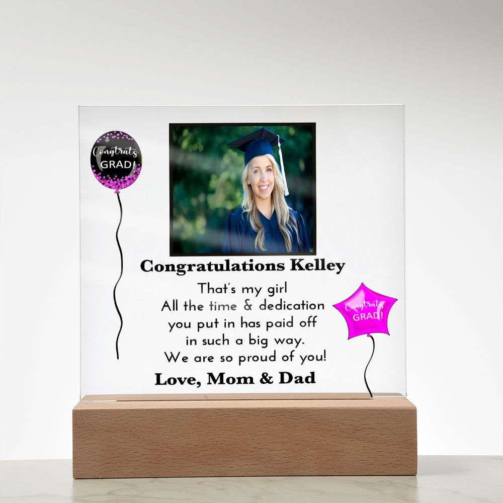 Personalized Graduation Day Present | Acrylic Square Plaque | For Her | For Women Grad | For Daughter | College Or High School