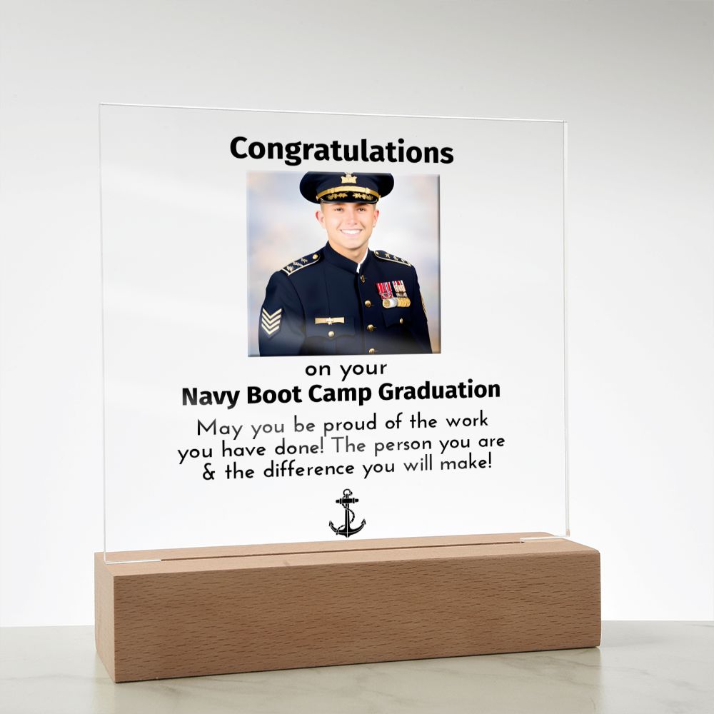 Personalized Naval Boot Camp Graduation LED Plaque | Present for New Navy Seal | Seal Boot Camp Present | For Husband | For Son | From Parents