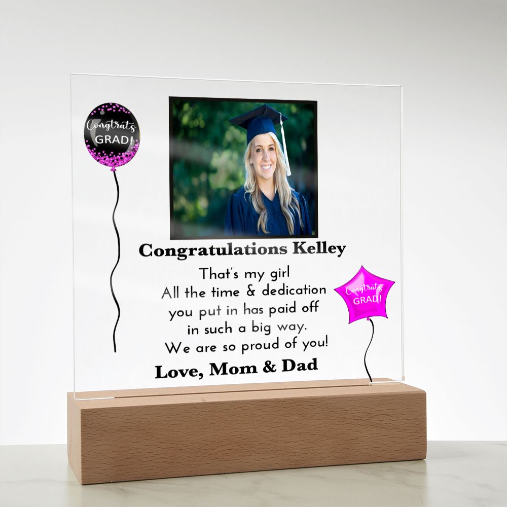 Personalized Graduation Day Present | Acrylic Square Plaque | For Her | For Women Grad | For Daughter | College Or High School