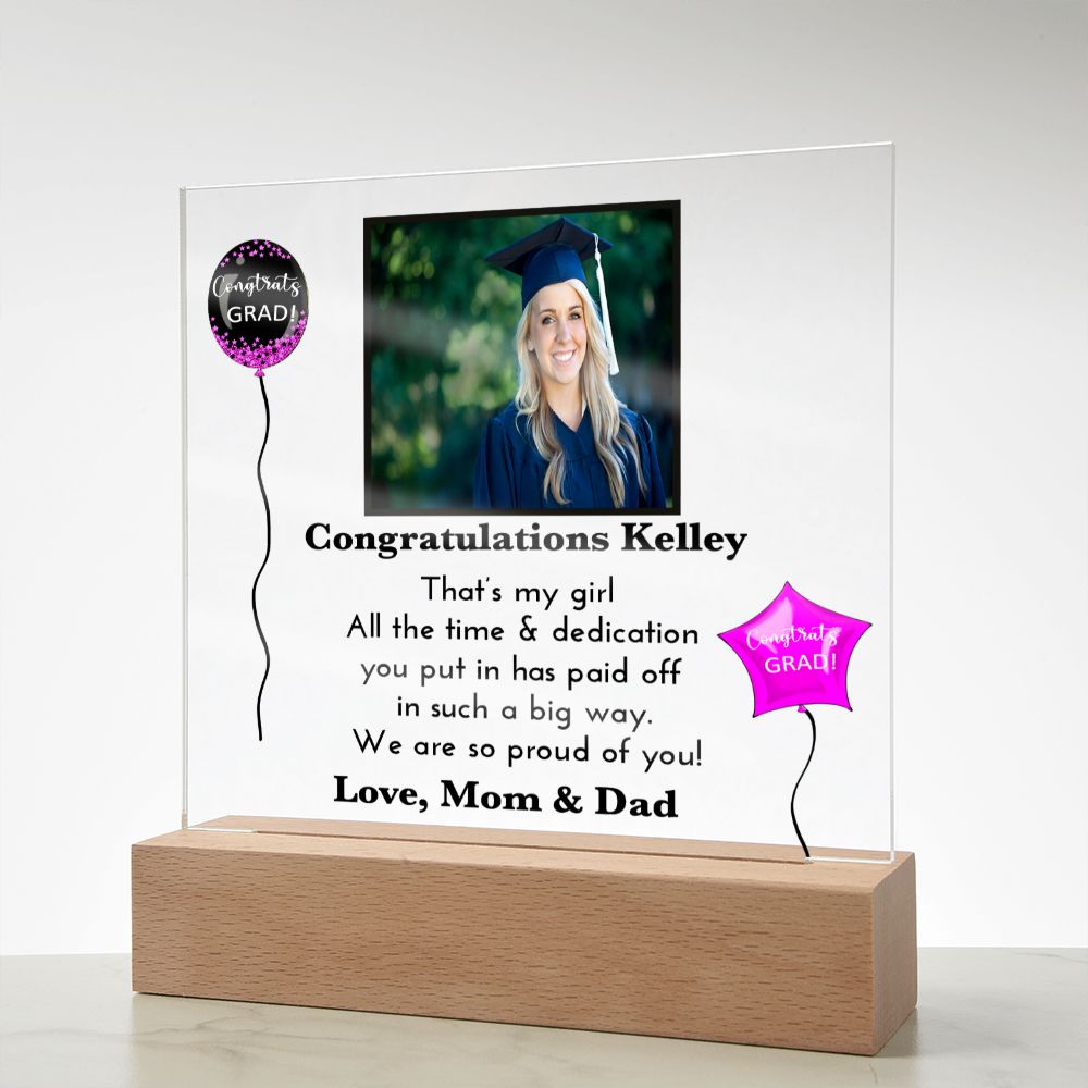 Personalized Graduation Day Present | Acrylic Square Plaque | For Her | For Women Grad | For Daughter | College Or High School