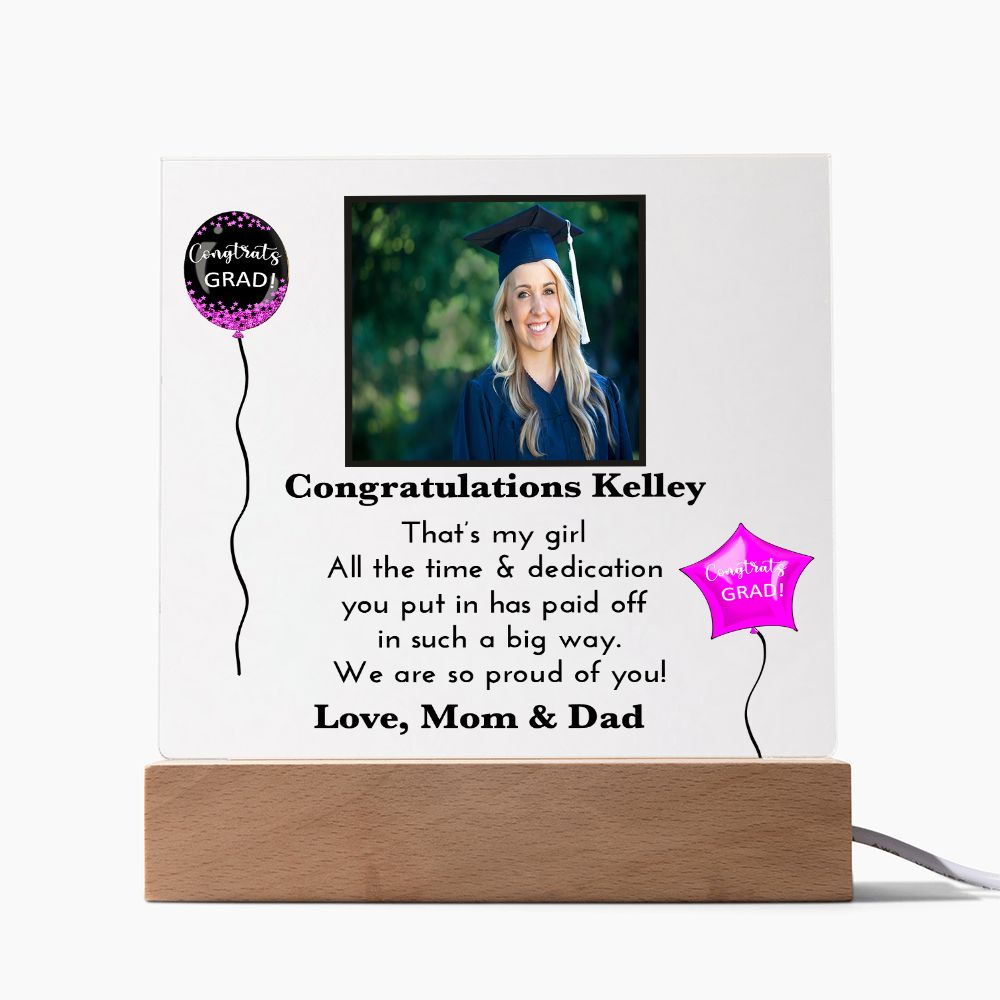 Personalized Graduation Day Present | Acrylic Square Plaque | For Her | For Women Grad | For Daughter | College Or High School