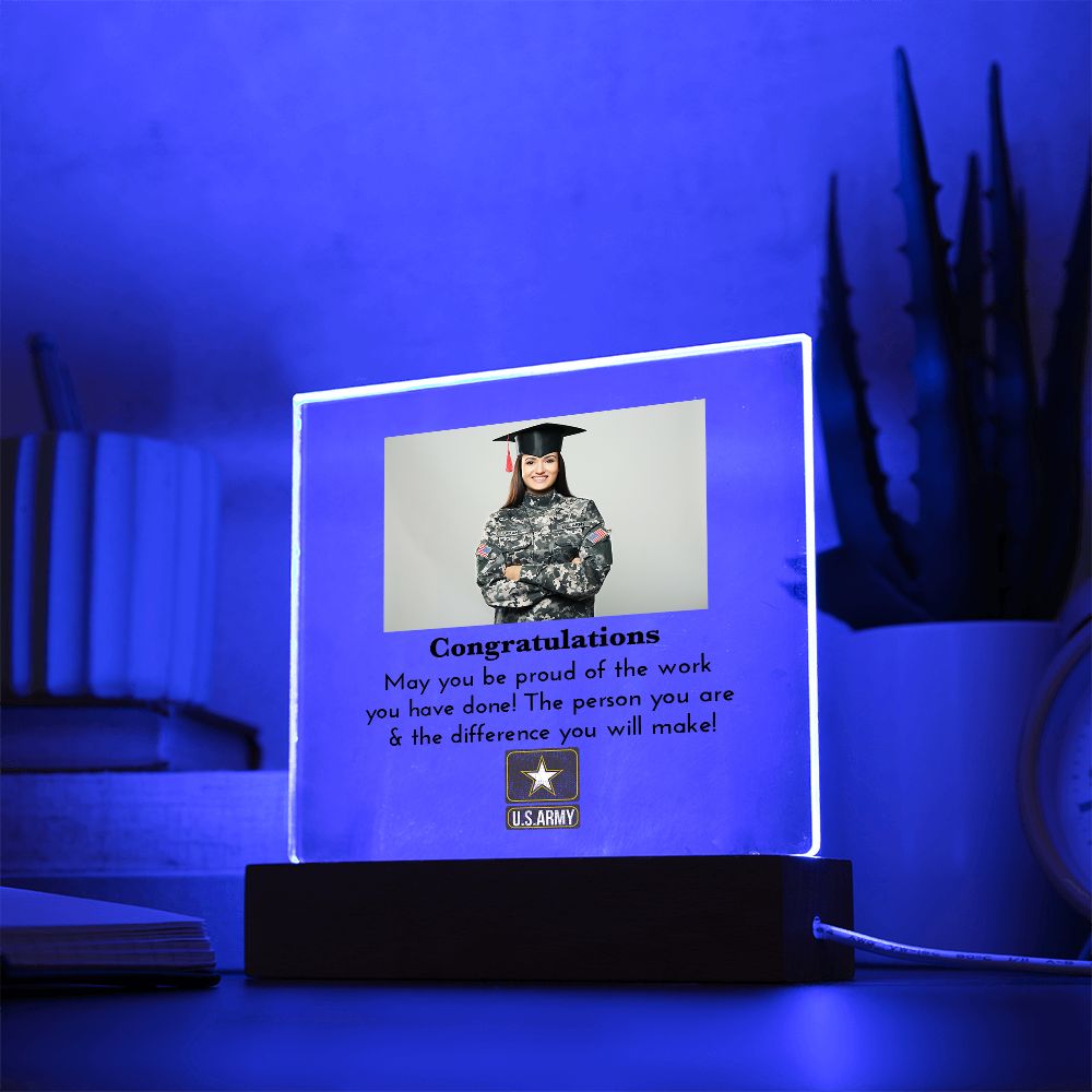 Military Graduation Gift For New Grad | Custom Engraved Plaque with Inspirational Message | Personalized Gifts For Army Recruit | New Officer Present Active