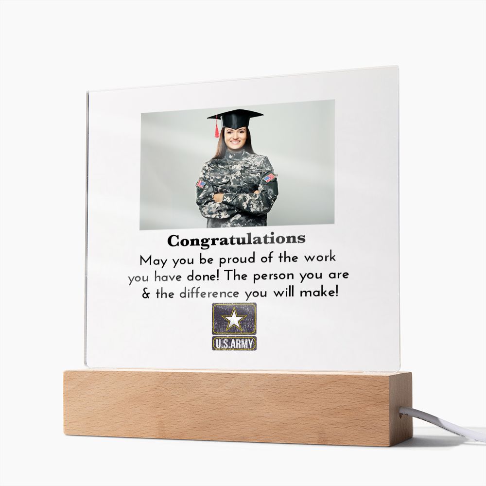 Military Graduation Gift For New Grad | Custom Engraved Plaque with Inspirational Message | Personalized Gifts For Army Recruit | New Officer Present Active