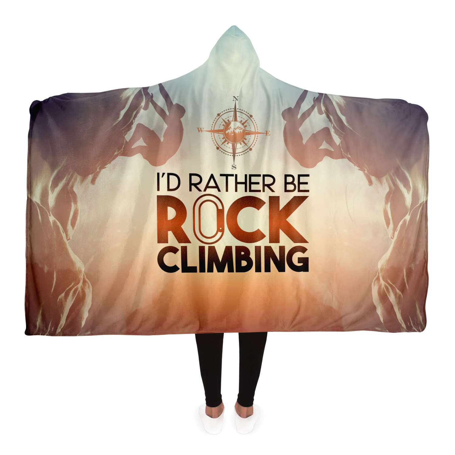 I Rather Rock Climb Hooded Blanket