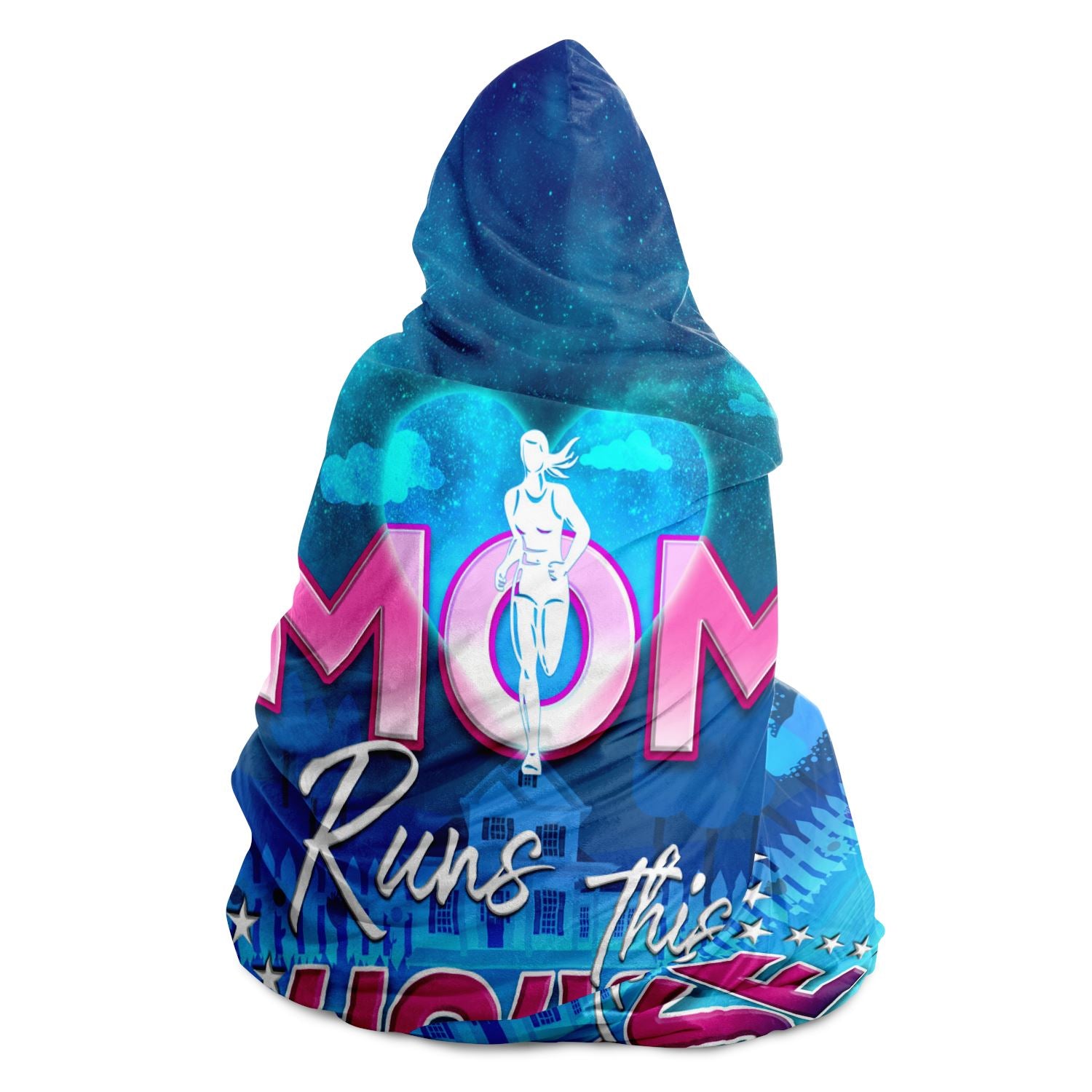 Mom Runs The House Hooded Blanket Gift For Mom Who Loves To Run