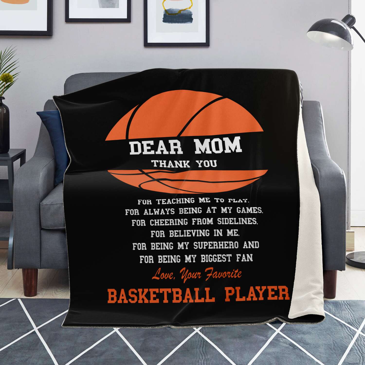Dear Mom Basket Ball Blanket | Mother's Day Or Christmas Gift For Proud Basket Ball Mum