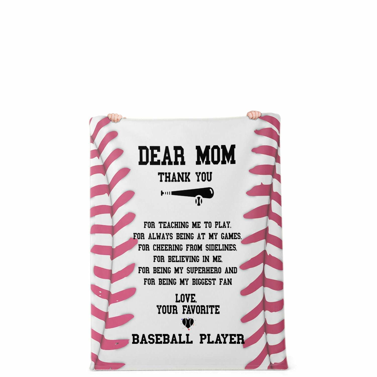 Dear Mom Baseball Blanket | Mother's Day Or Christmas Gift For Proud Baseball Mum