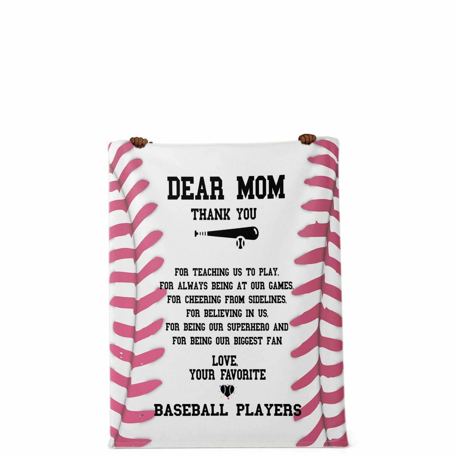 Dear Mom Baseball Blanket | Favorite Baseball Players | Mother's Day Or Christmas Gift For Proud Mom