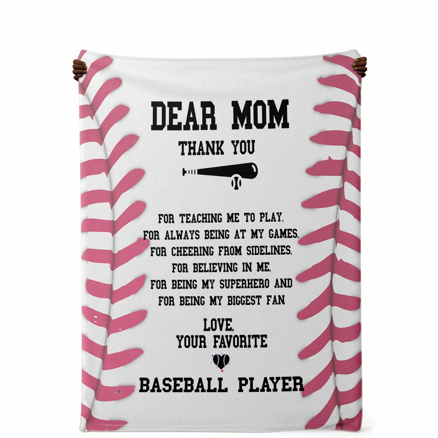 Dear Mom Baseball Blanket | Mother's Day Or Christmas Gift For Proud Baseball Mum