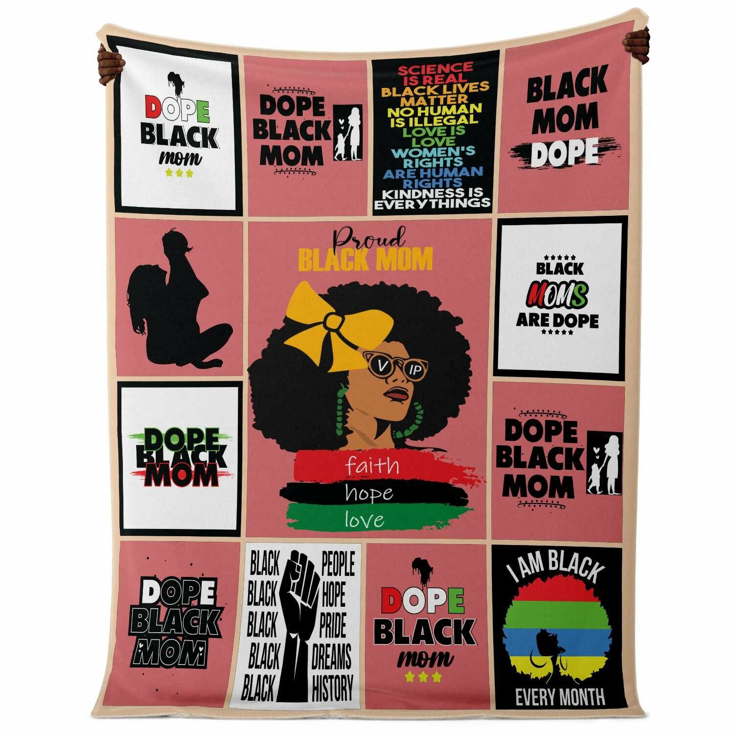 Proud Black Mom Quilt Blanket