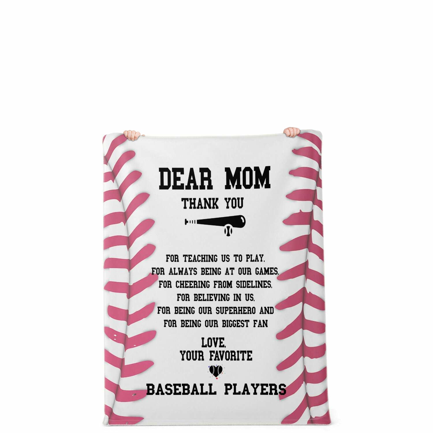 Dear Mom Baseball Blanket | Favorite Baseball Players | Mother's Day Or Christmas Gift For Proud Mom