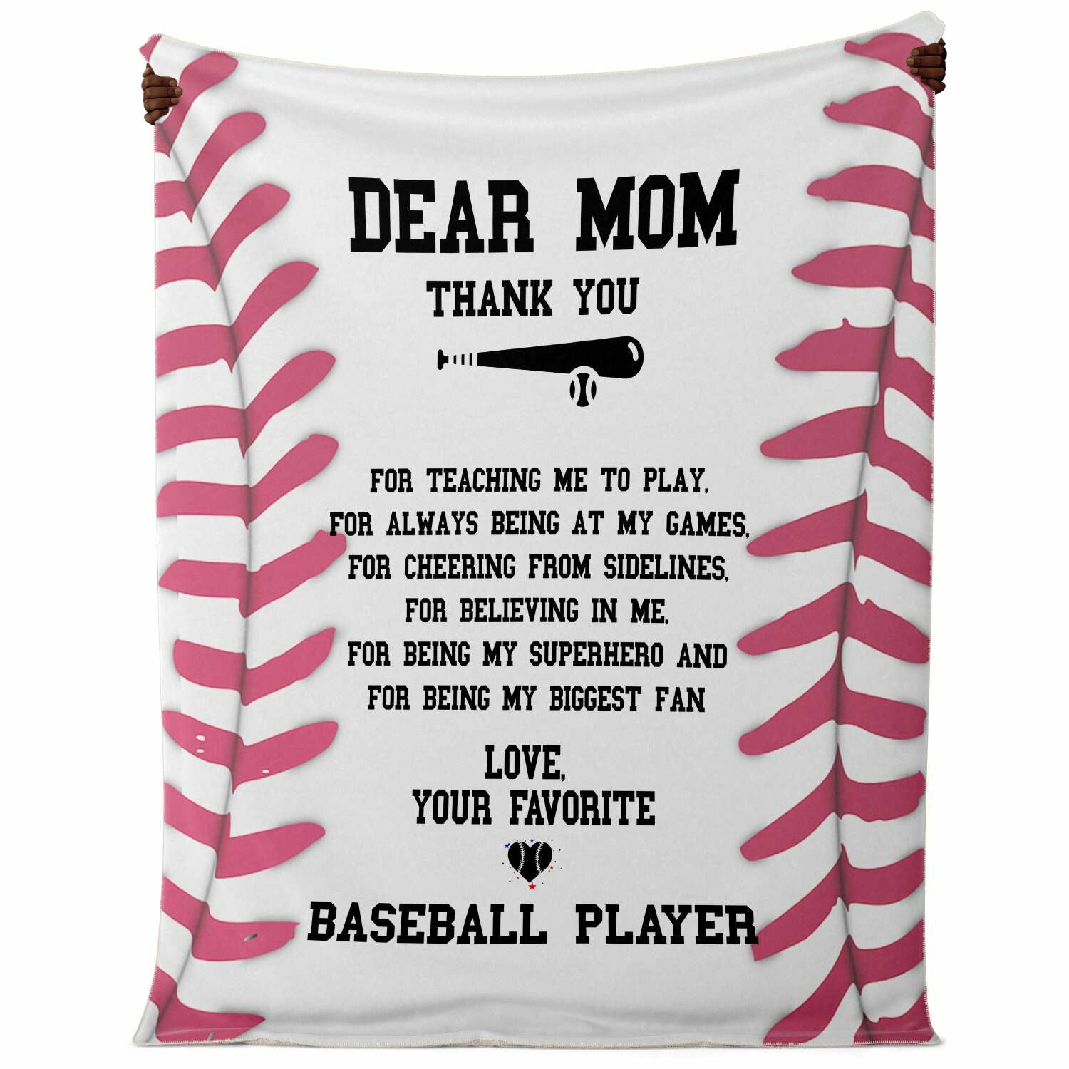 Dear Mom Baseball Blanket | Mother's Day Or Christmas Gift For Proud Baseball Mum