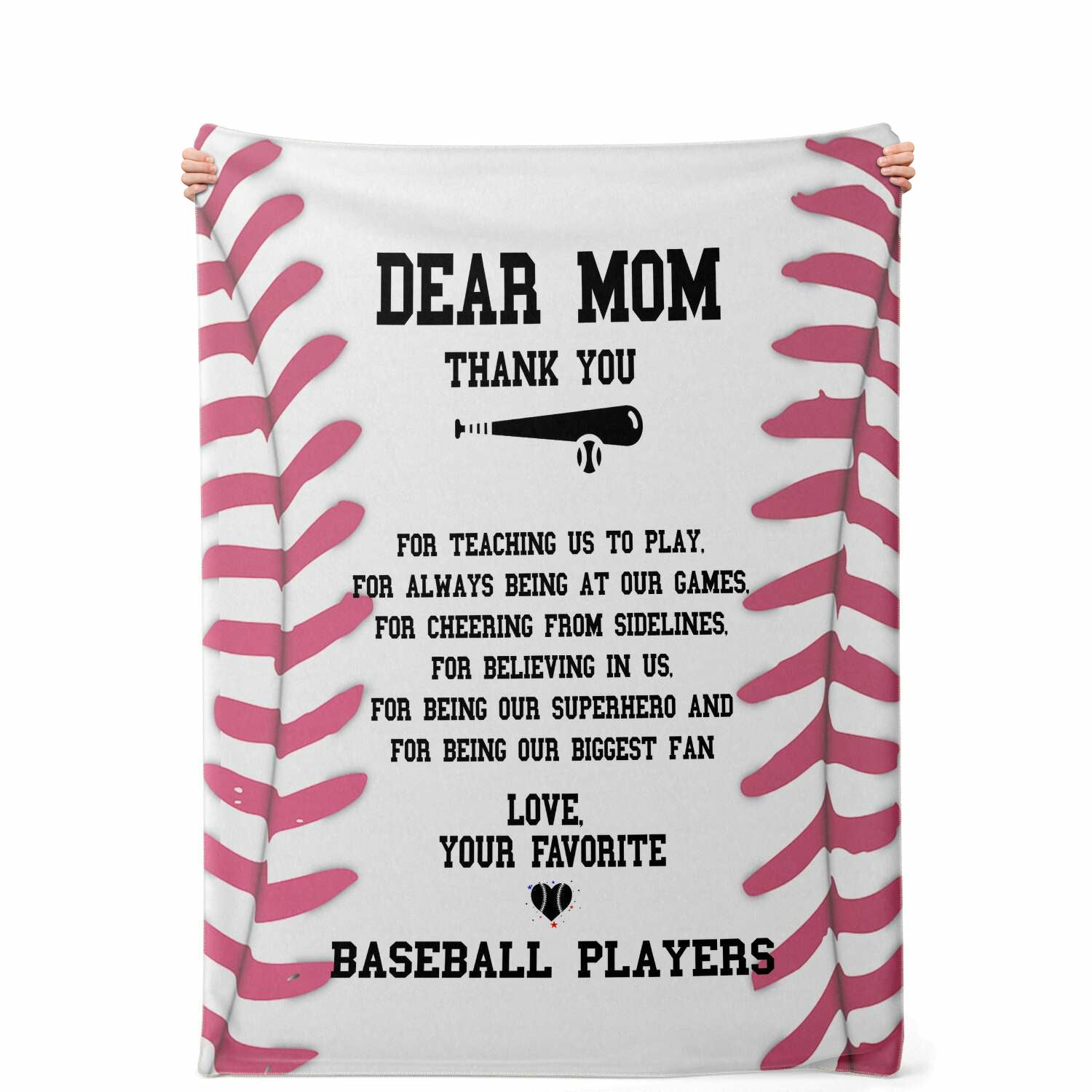 Dear Mom Baseball Blanket | Favorite Baseball Players | Mother's Day Or Christmas Gift For Proud Mom
