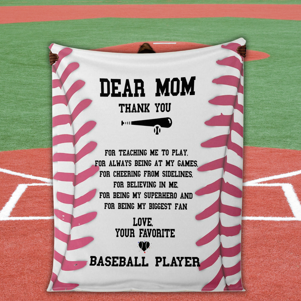 Dear Mom Baseball Blanket | Mother's Day Or Christmas Gift For Proud Baseball Mum