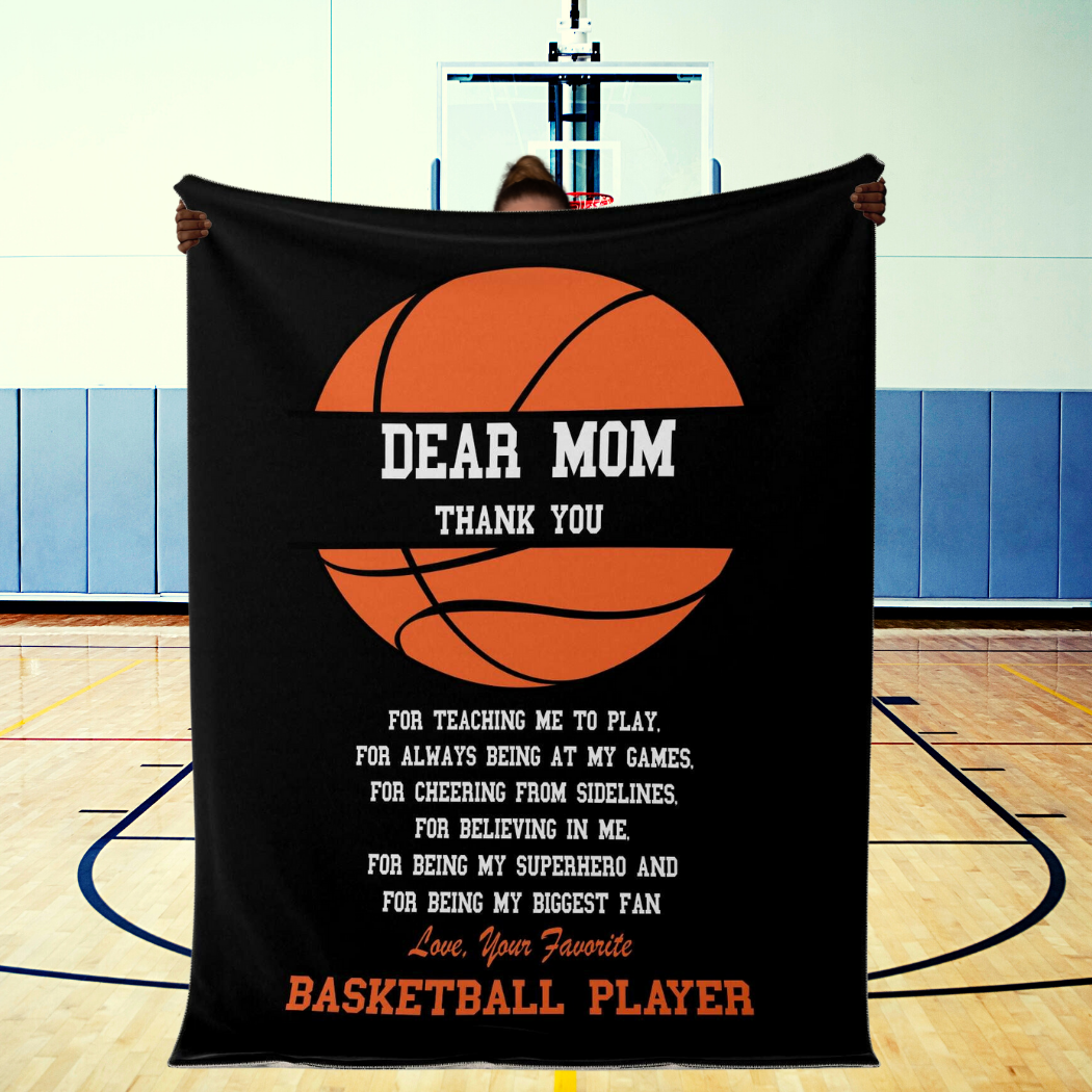 Dear Mom Basket Ball Blanket | Mother's Day Or Christmas Gift For Proud Basket Ball Mum