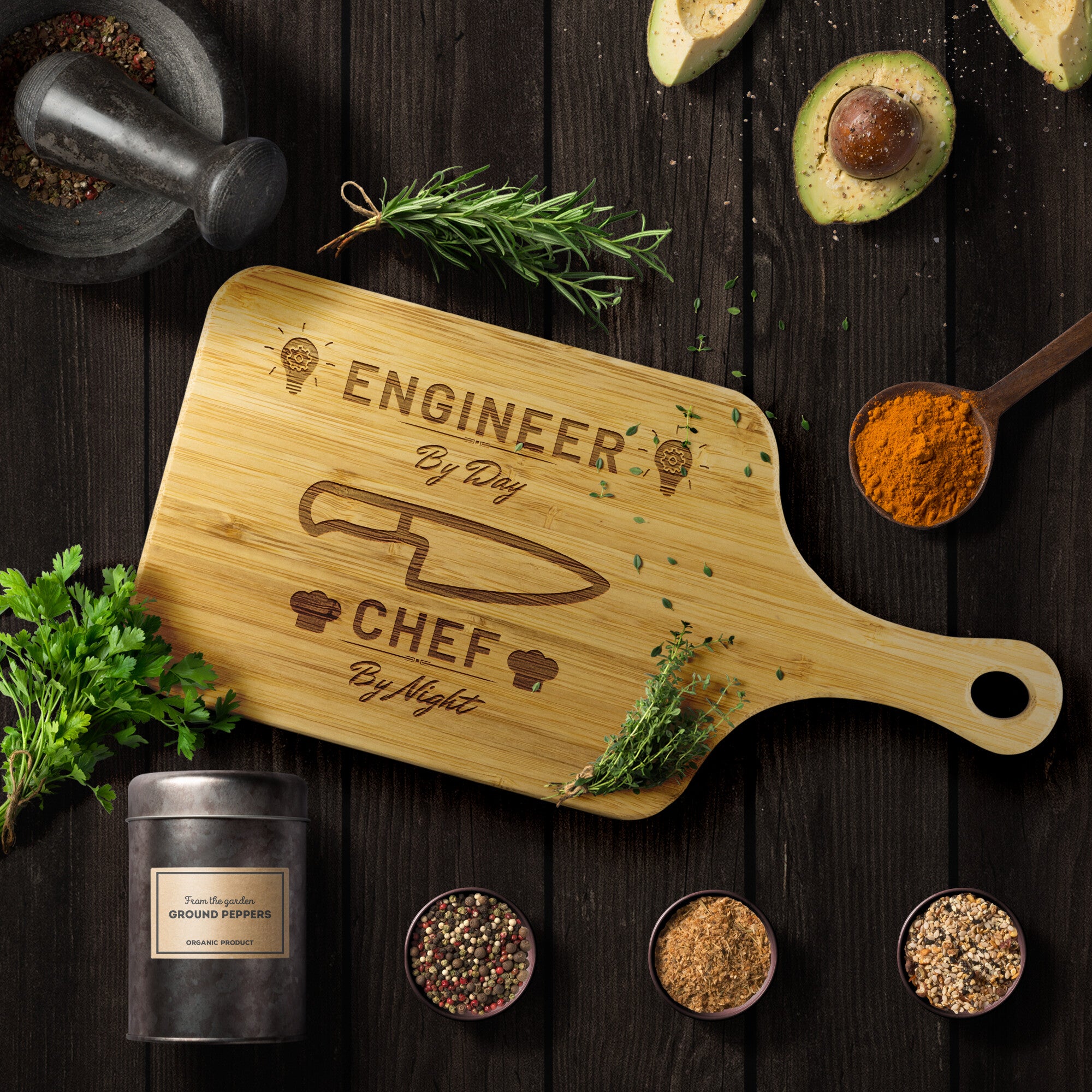 Engineer By Day Chef By Night Cutting Board | Kitchen Gift For Engineer