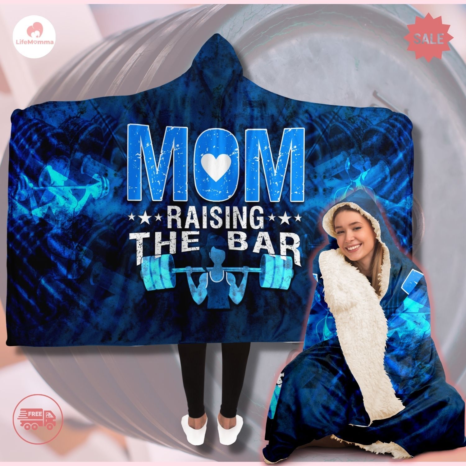 Mom Raising The Bar Hooded Blanket Gift For Mom Who Loves To Stay Fit