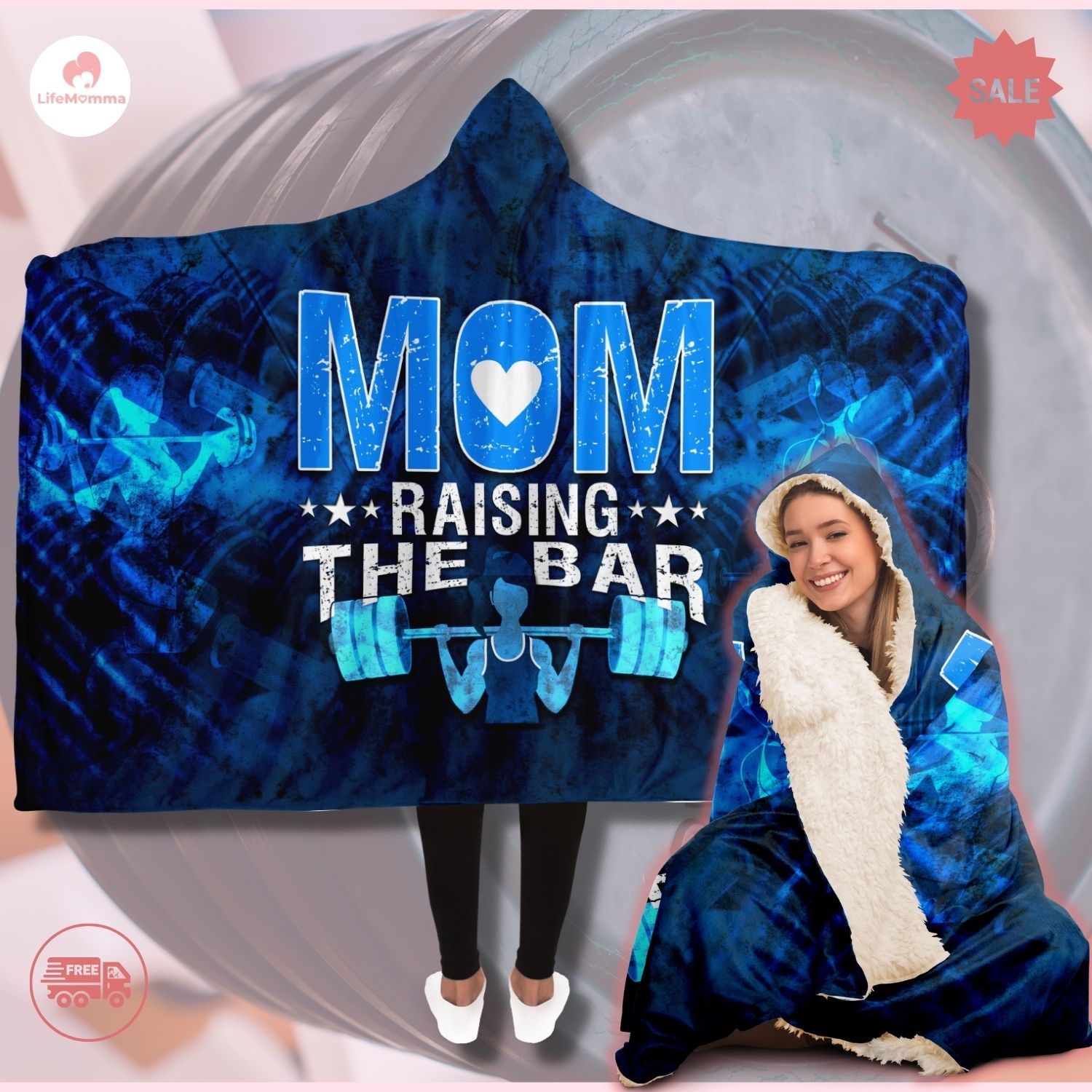 Mom Raising The Bar Hooded Blanket Gift For Mom Who Loves To Stay Fit