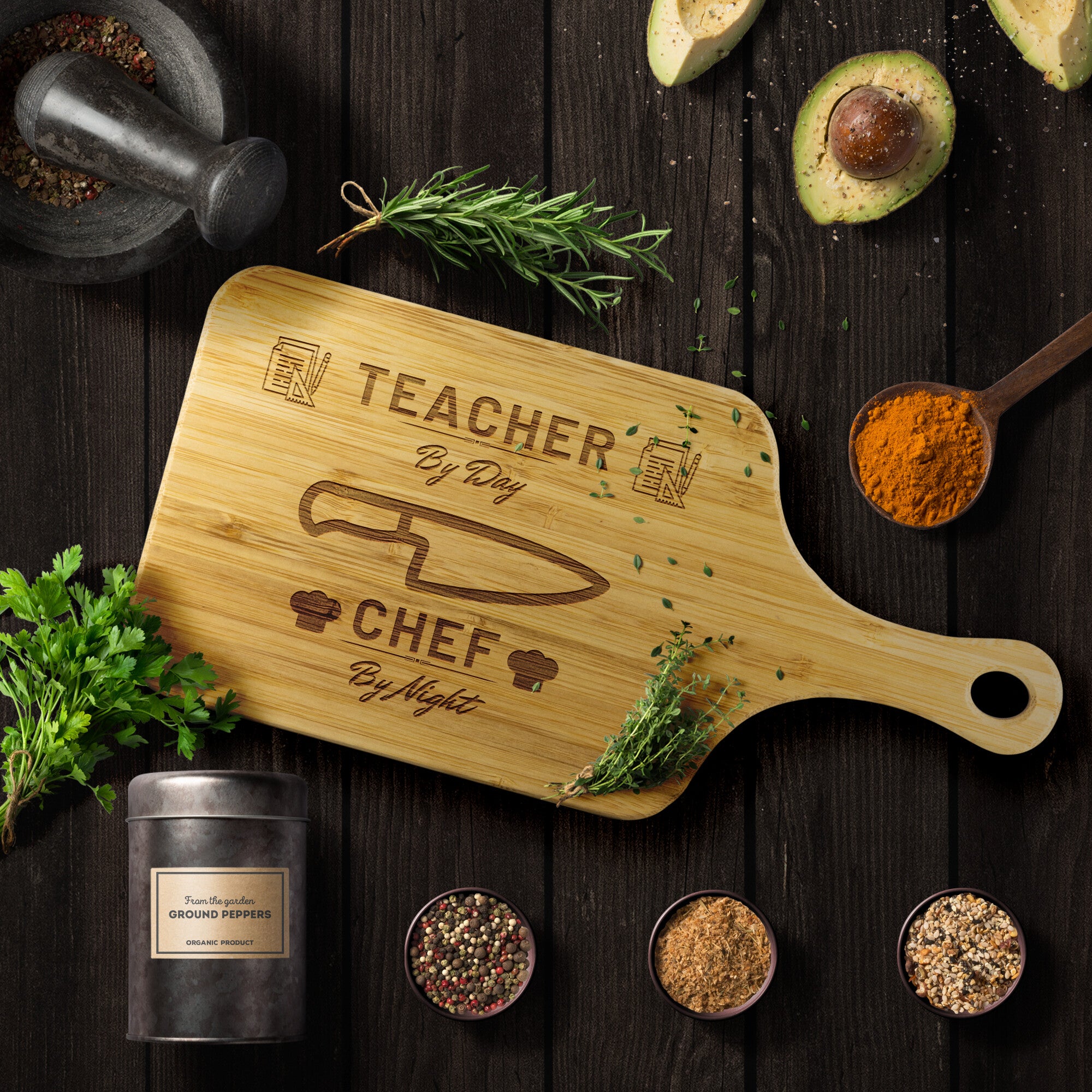 Teacher By Day Chef By Night Cutting Board | Gift For Teaching Professionals