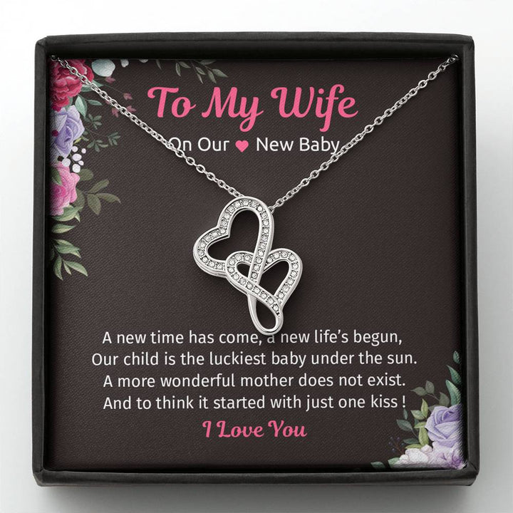 Luxury Push Gift Jewelry For Wife, Double Heart