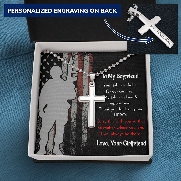 Cross Necklace For Army Boyfriend Military Deployment Gift
