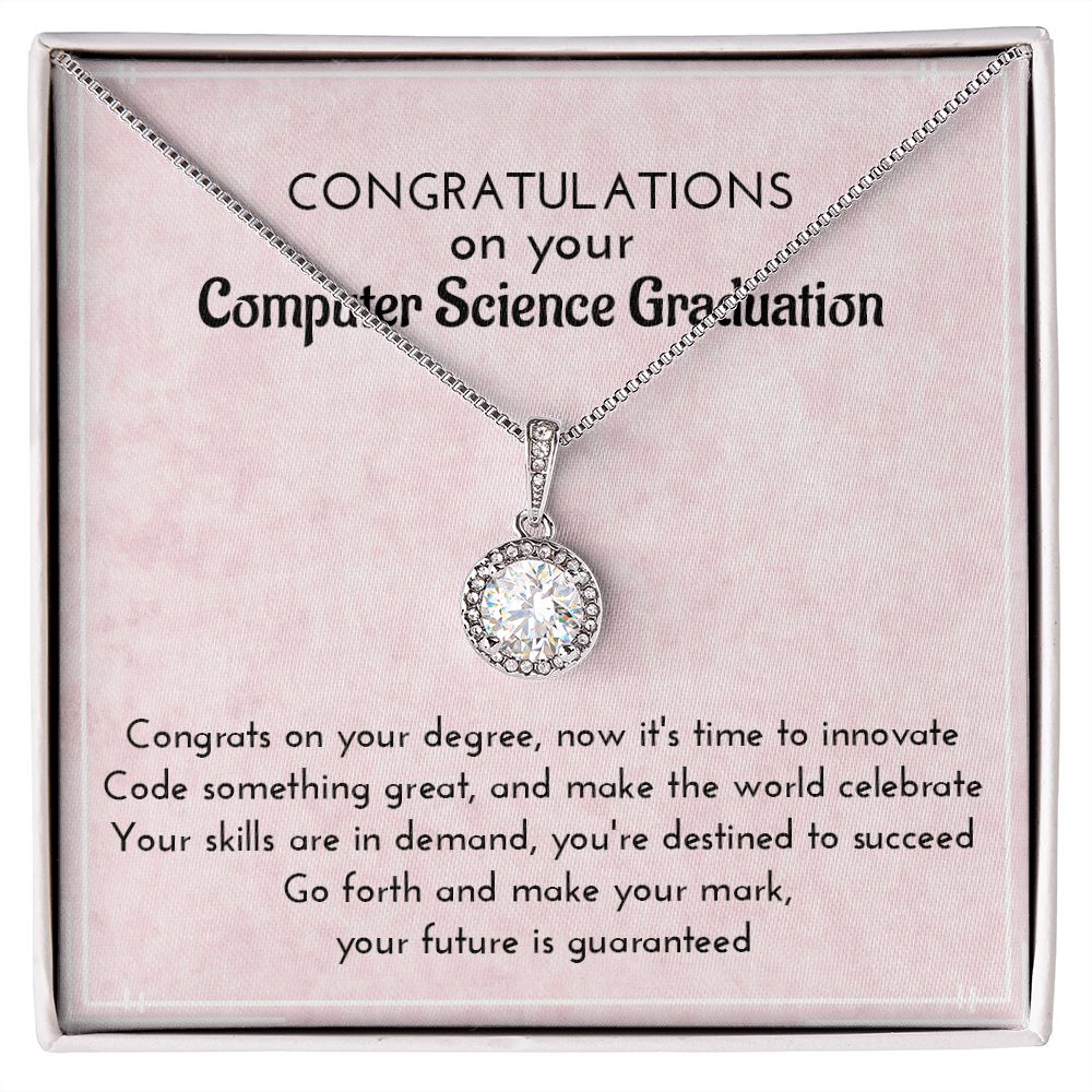 Female Computer Science Graduates | Message Card Jewelry Necklace | Gift for Techies | New Engineering Graduate Present