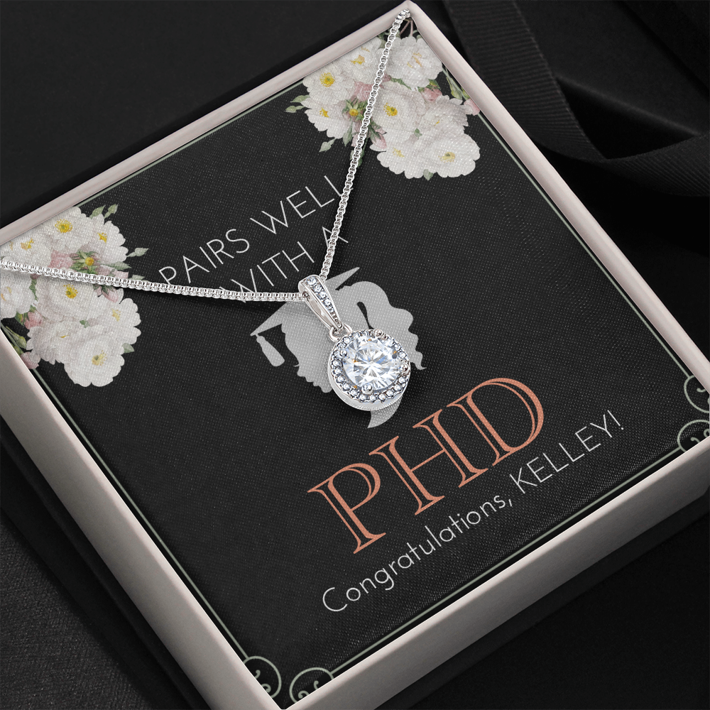 Personalized Graduation Present For New PhD |  New Grad Motivational Locket | Message Card Jewelry | Doctoral Program Graduate