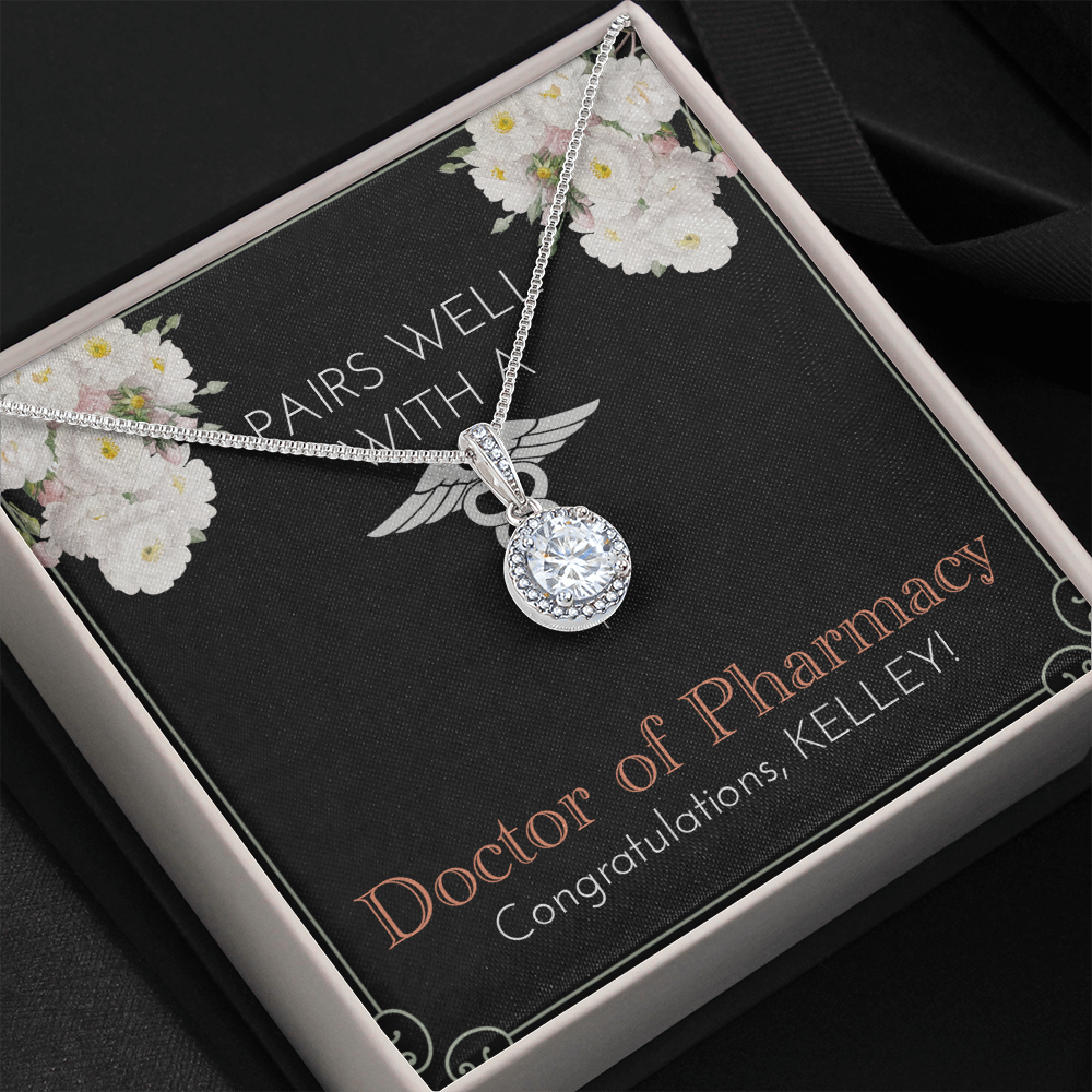 Personalized Graduation Present For New Pharmacist | PharmD Tech School Gift Ideas | For Daughter | Message Card Jewelry For Her