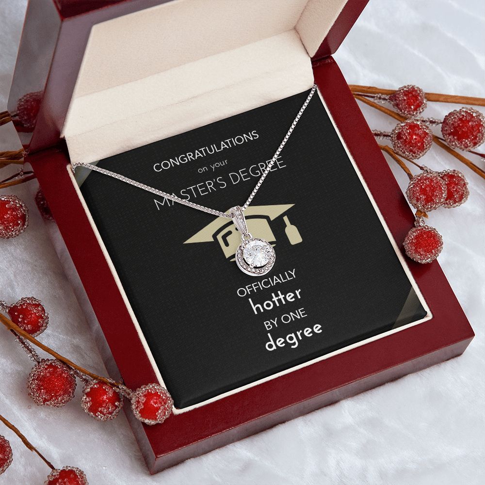 Masters Major Graduation Gift Necklace | Present for New Masters Graduate | For Wife | Daughter | Now Hotter By One Degree Active