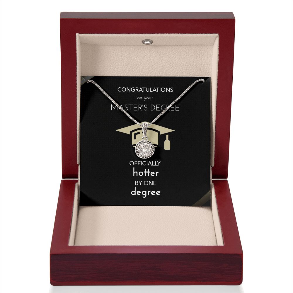 Masters Major Graduation Gift Necklace | Present for New Masters Graduate | For Wife | Daughter | Now Hotter By One Degree Active