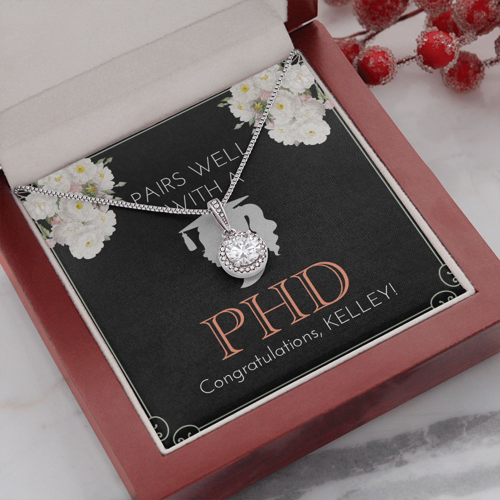 Personalized Graduation Present For New PhD |  New Grad Motivational Locket | Message Card Jewelry | Doctoral Program Graduate