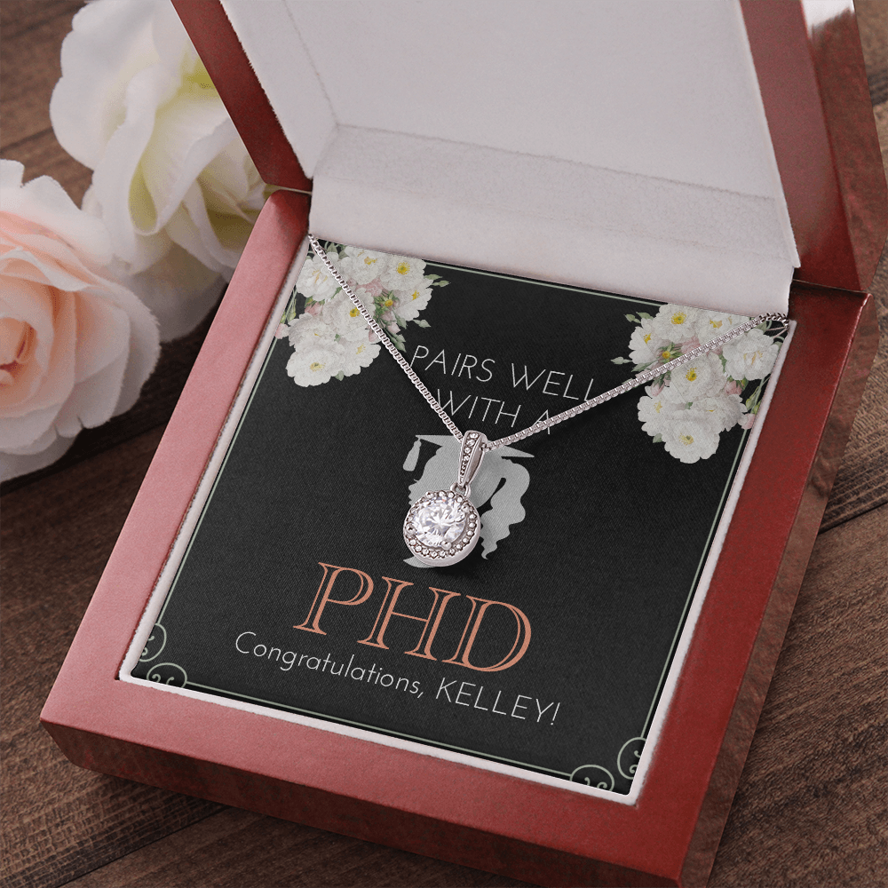 Personalized Graduation Present For New PhD |  New Grad Motivational Locket | Message Card Jewelry | Doctoral Program Graduate