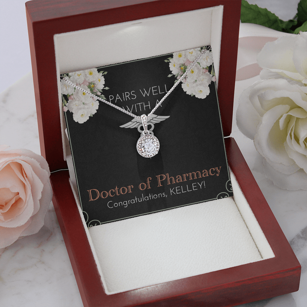 Personalized Graduation Present For New Pharmacist | PharmD Tech School Gift Ideas | For Daughter | Message Card Jewelry For Her