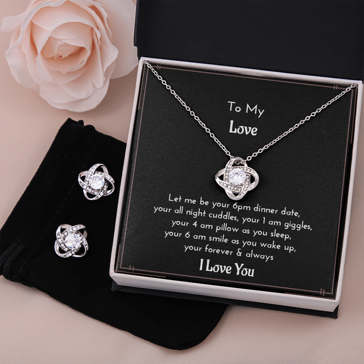 Shineon Fulfillment to My Love Necklace Earring Set 2 Am Giggles Soulmate Jewelry Anniversary Gift for Partner or Girlfriend Message Card Jewelry Locket