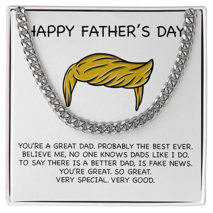 Trump Fathers Day Jewelry Card Cuban Necklace Chain Trump Fan