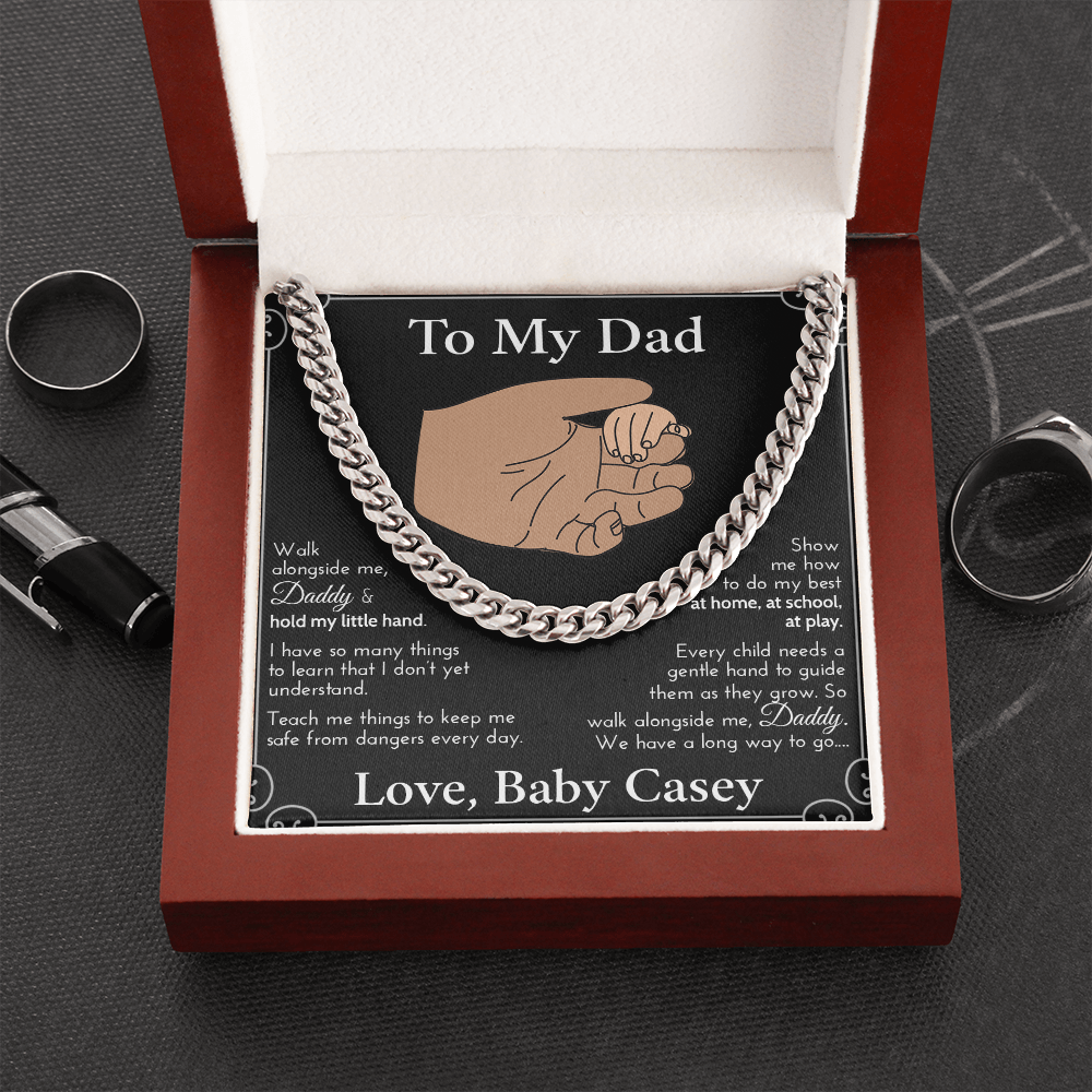 Personalized New Dad Gift | Cuban Necklace | First Father's Day | Gift For Christmas | From Wife | Happy Fathers Day | Best Father Present