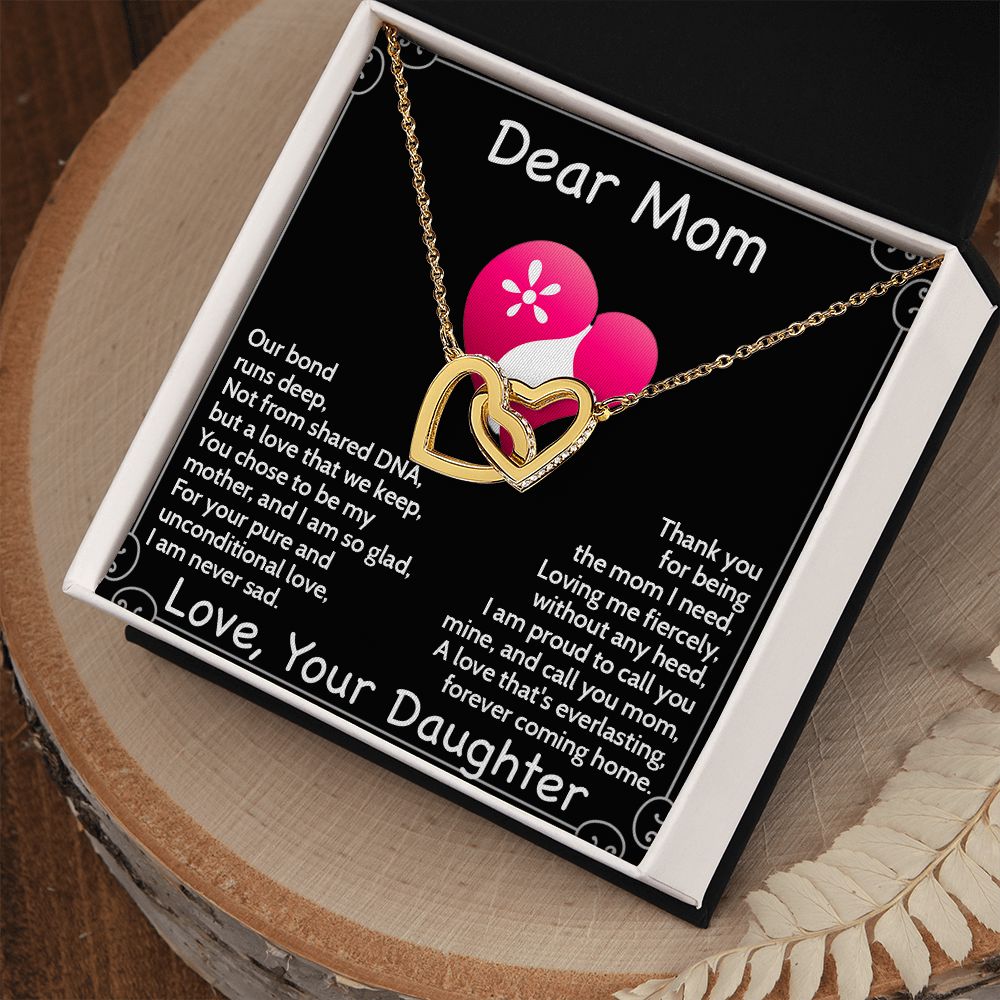 Step Or Bonus Mom Gift From Daughter | Interconnected Heart Necklace with Message Card | Gift for Bonus Mom | Step Mother's Day Gift