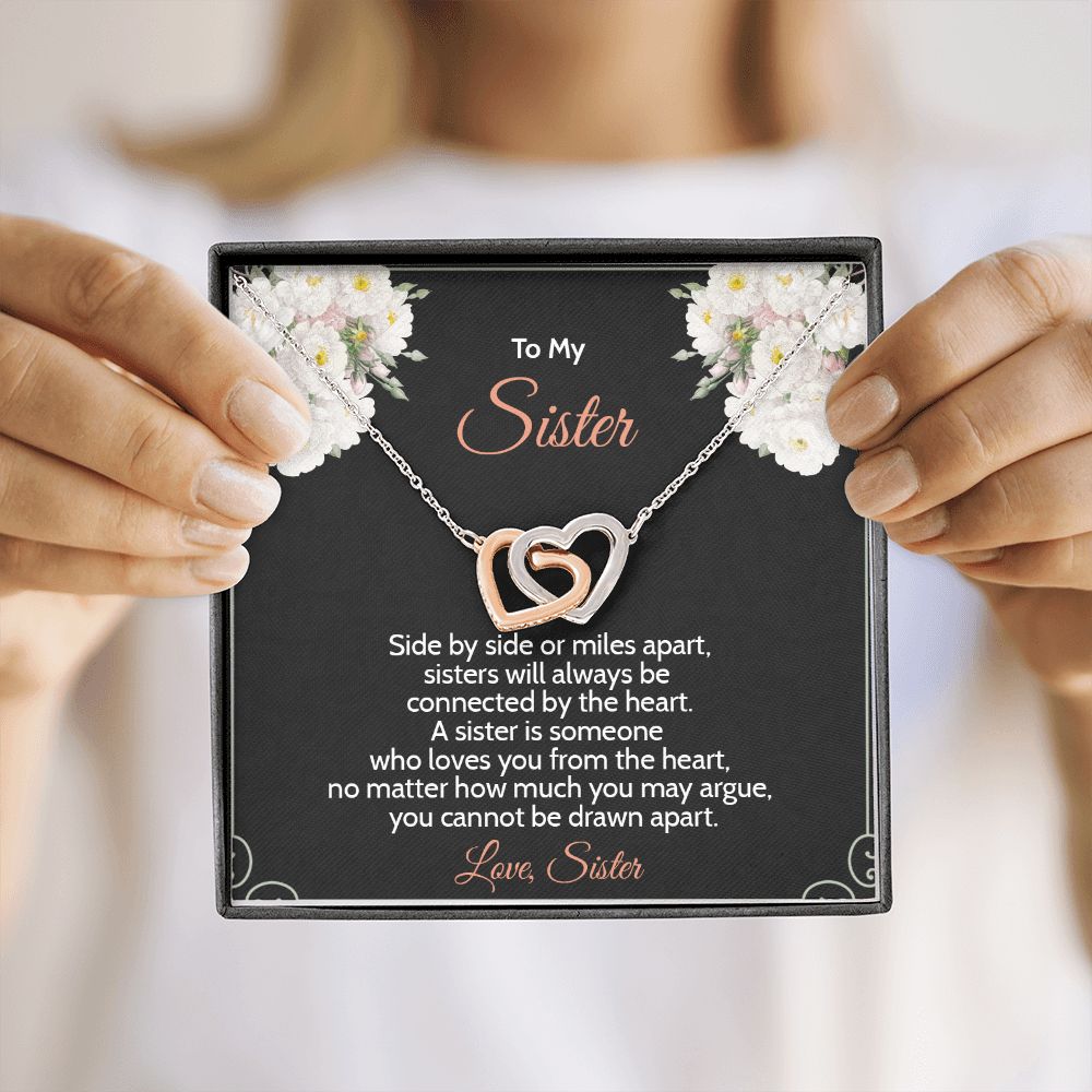 Interlock Heart Necklace For Sister |  Christmas Present | Birthday Gift | From Sibling | Going Away | College Gift