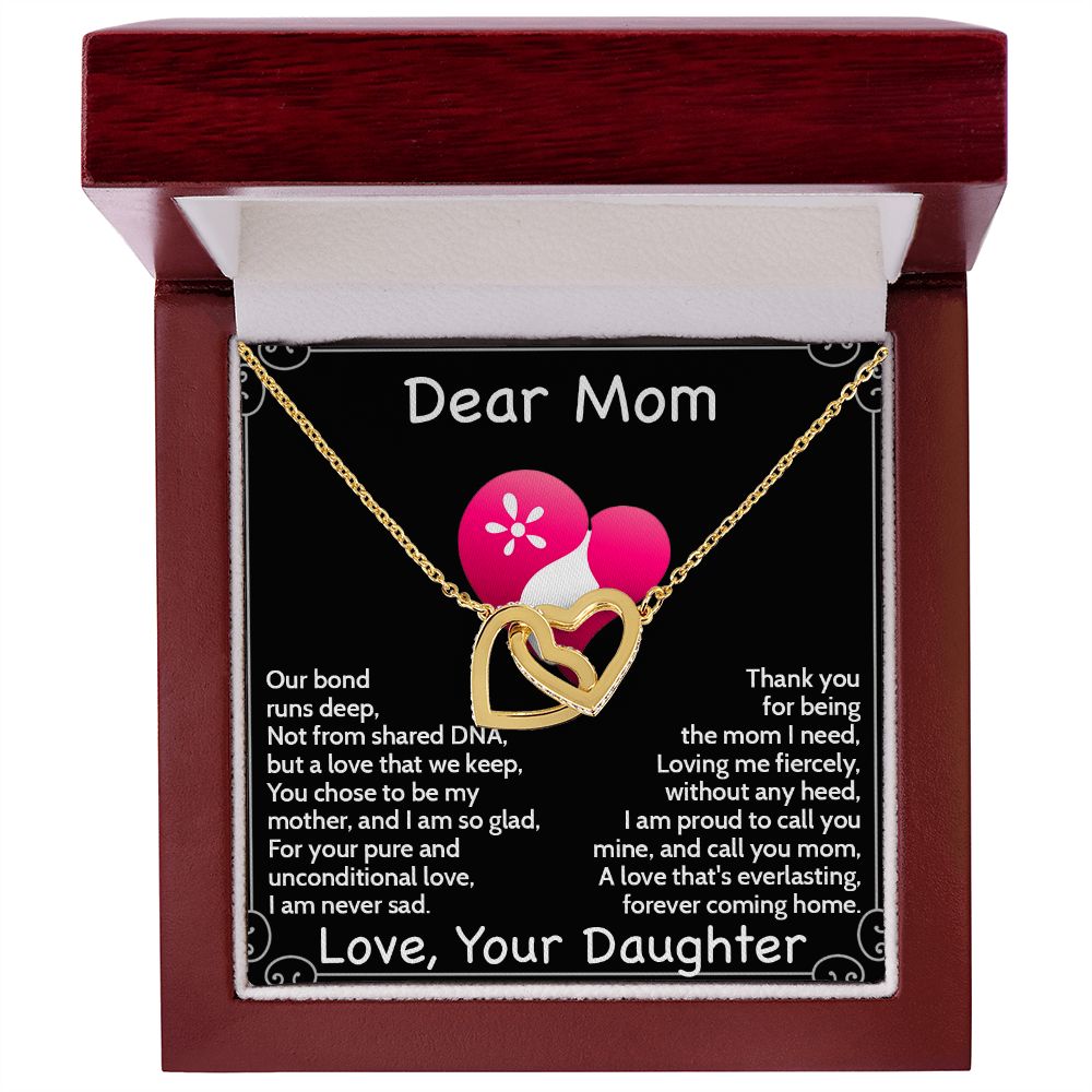 Step Or Bonus Mom Gift From Daughter | Interconnected Heart Necklace with Message Card | Gift for Bonus Mom | Step Mother's Day Gift