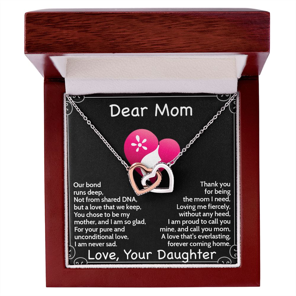 Step Or Bonus Mom Gift From Daughter | Interconnected Heart Necklace with Message Card | Gift for Bonus Mom | Step Mother's Day Gift