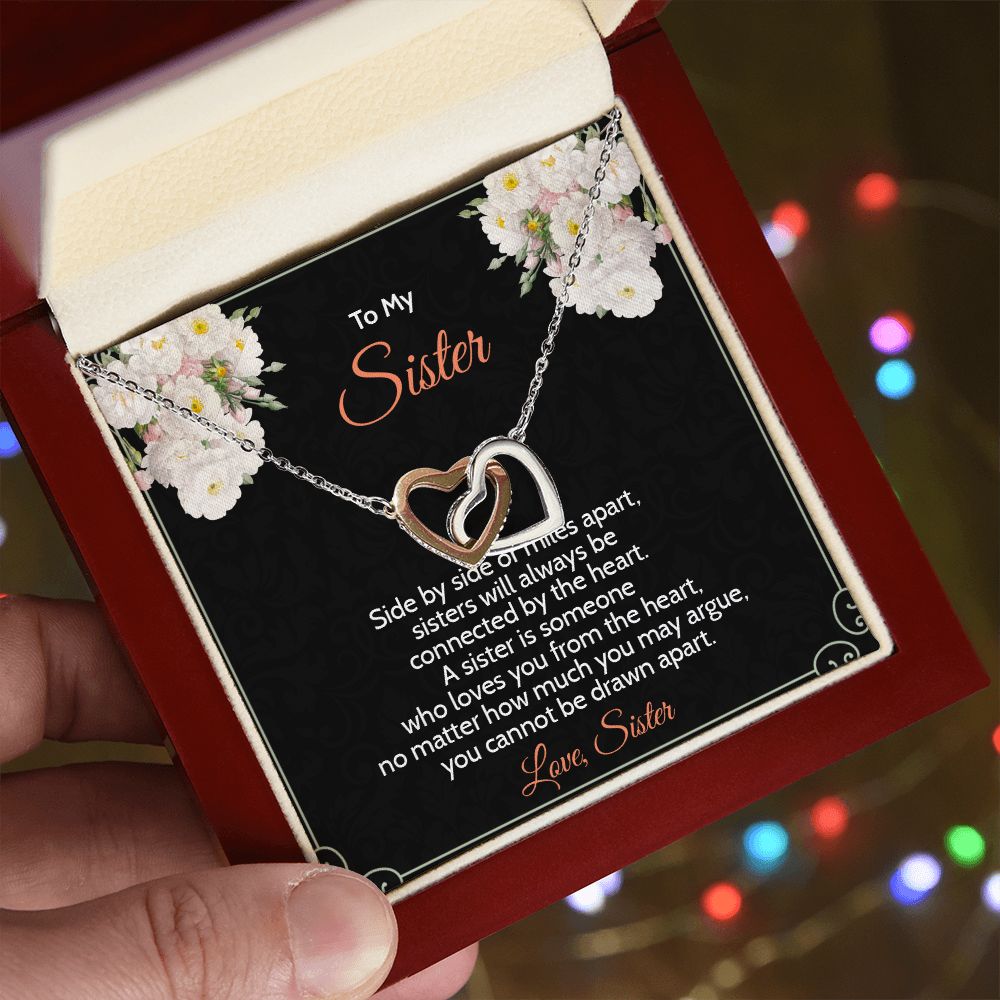 Interlock Heart Necklace For Sister |  Christmas Present | Birthday Gift | From Sibling | Going Away | College Gift