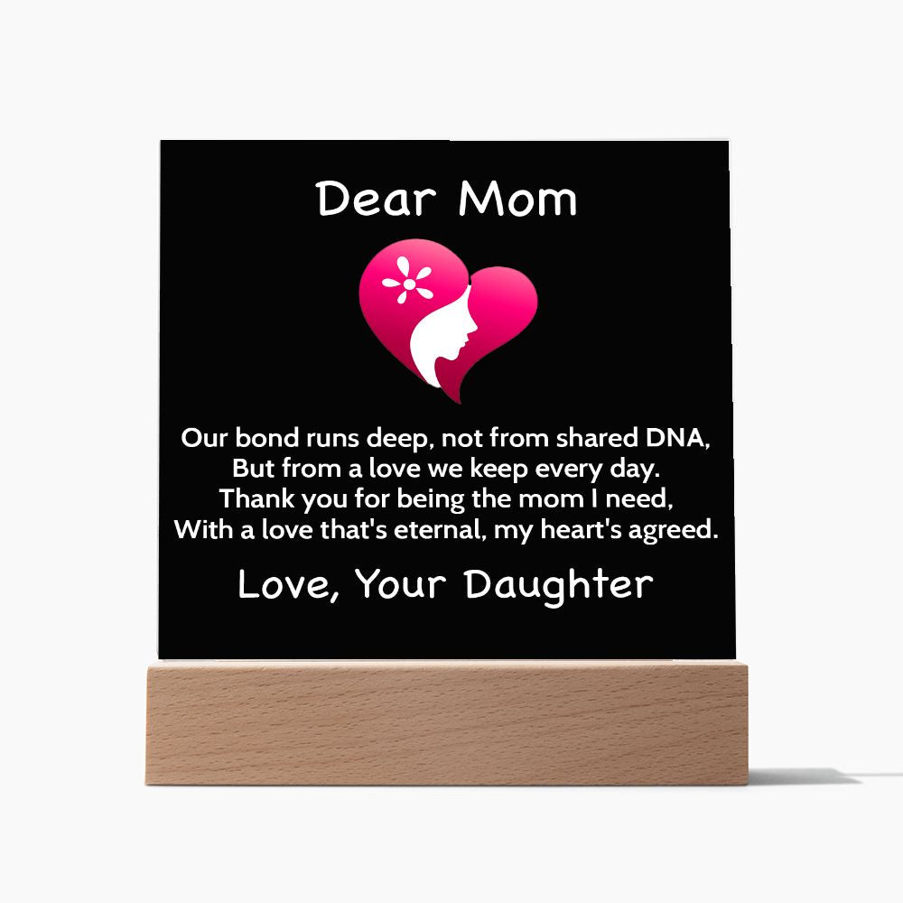 Step Or Bonus Mom Gift From Daughter | Plaque With Heart Felt Message| Gift for Bonus Mom | Step Mother's Day Gift