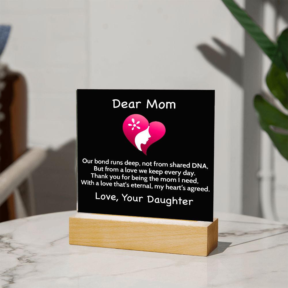 Step Or Bonus Mom Gift From Daughter | Plaque With Heart Felt Message| Gift for Bonus Mom | Step Mother's Day Gift